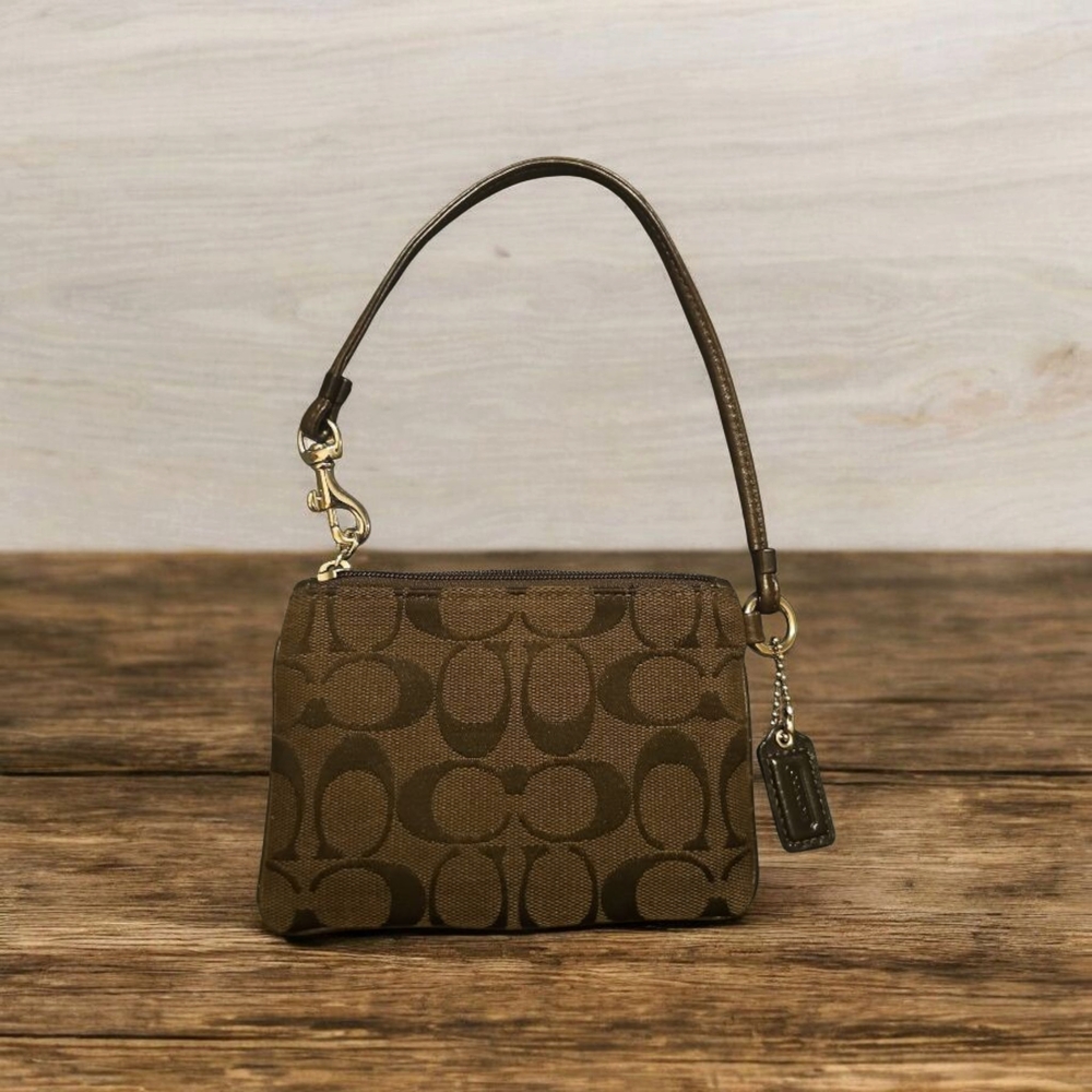 Coach Brown Signature Wristlet - Picture 3 of 5